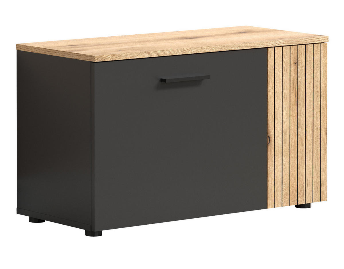 GARDEROBENBANK grau, Evoke Eiche 80 cm, Schuhbank mit 4 Fächern - Eichefarben/Anthrazit, Holzwerkstoff/Kunststoff (80/48/36cm) - Top.Furn
