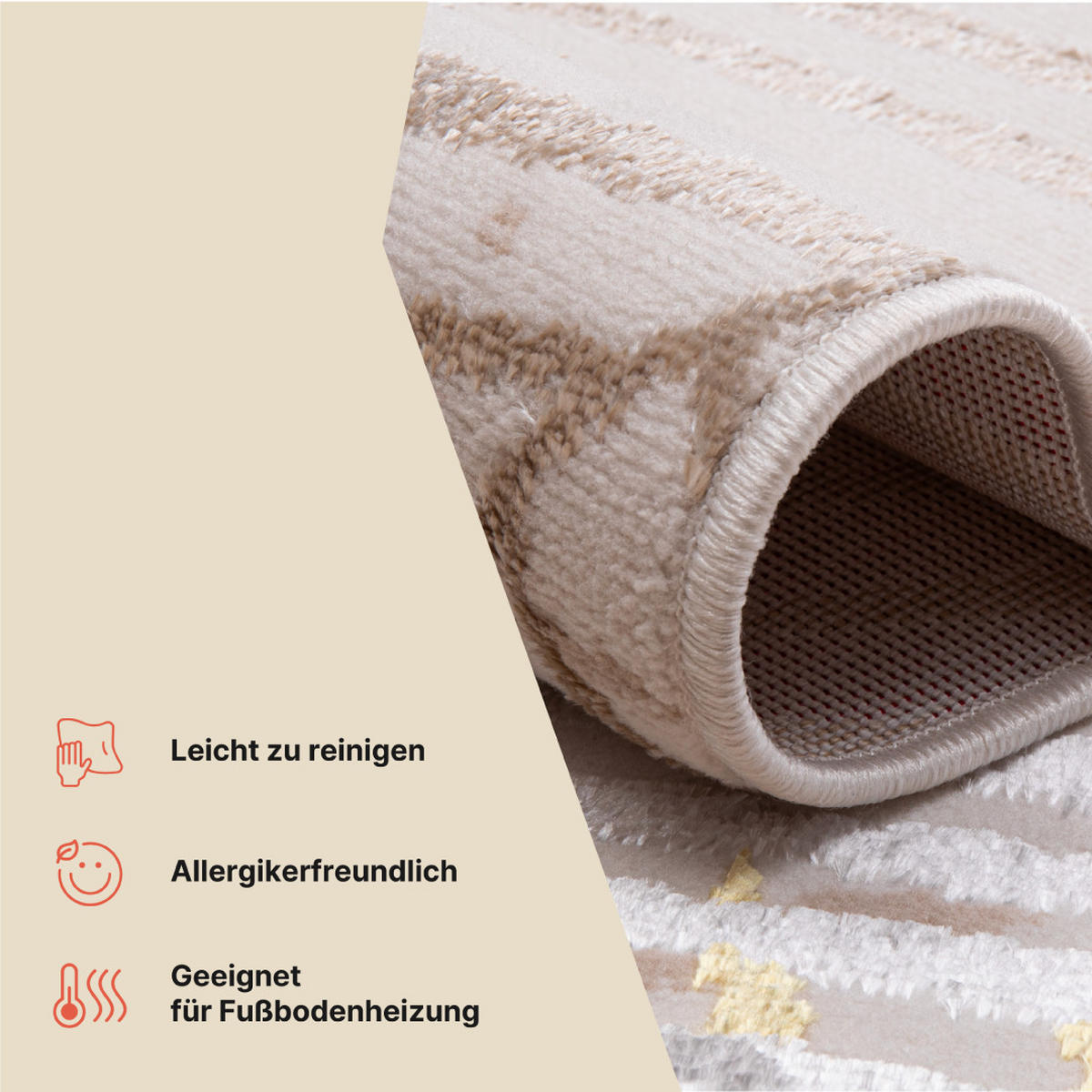 TEPPICH CRYSTAL Creme 80/150 cm - Creme, Textil (80/150cm) - Tapiso