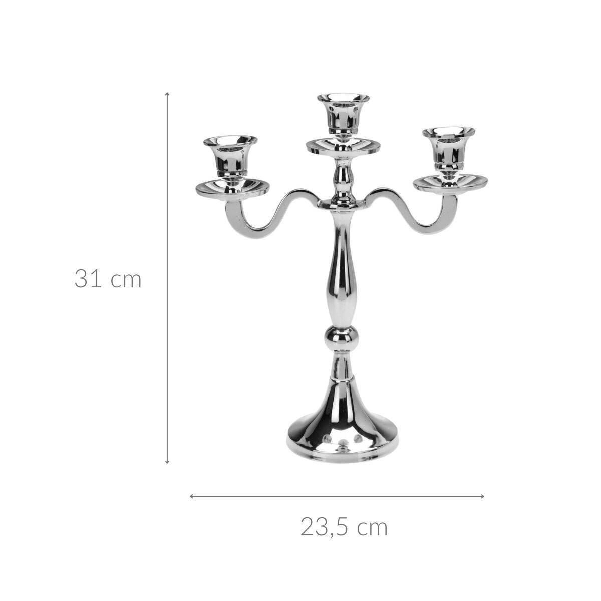 KERZENHALTER 3-armig - Silberfarben, Metall (9.5/29.5/23.5cm) - Home Styling Collection