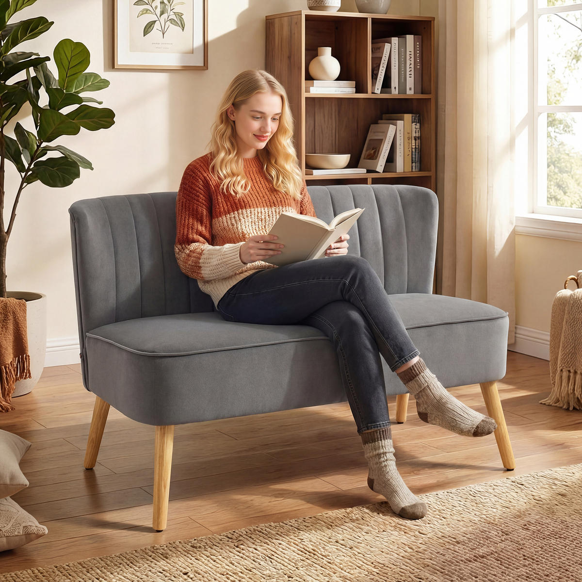 2-SITZER Sofa Dunkelgrau 117.0/56.5/77.0 cm - Dunkelgrau, Textil (56.5/77/117cm)