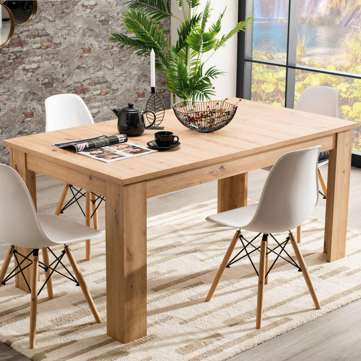 ESSTISCH in Holzwerkstoff 160-200/90/76 cm ausziehbar - Braun, Holz (90/160/76cm) - Homestyle4u