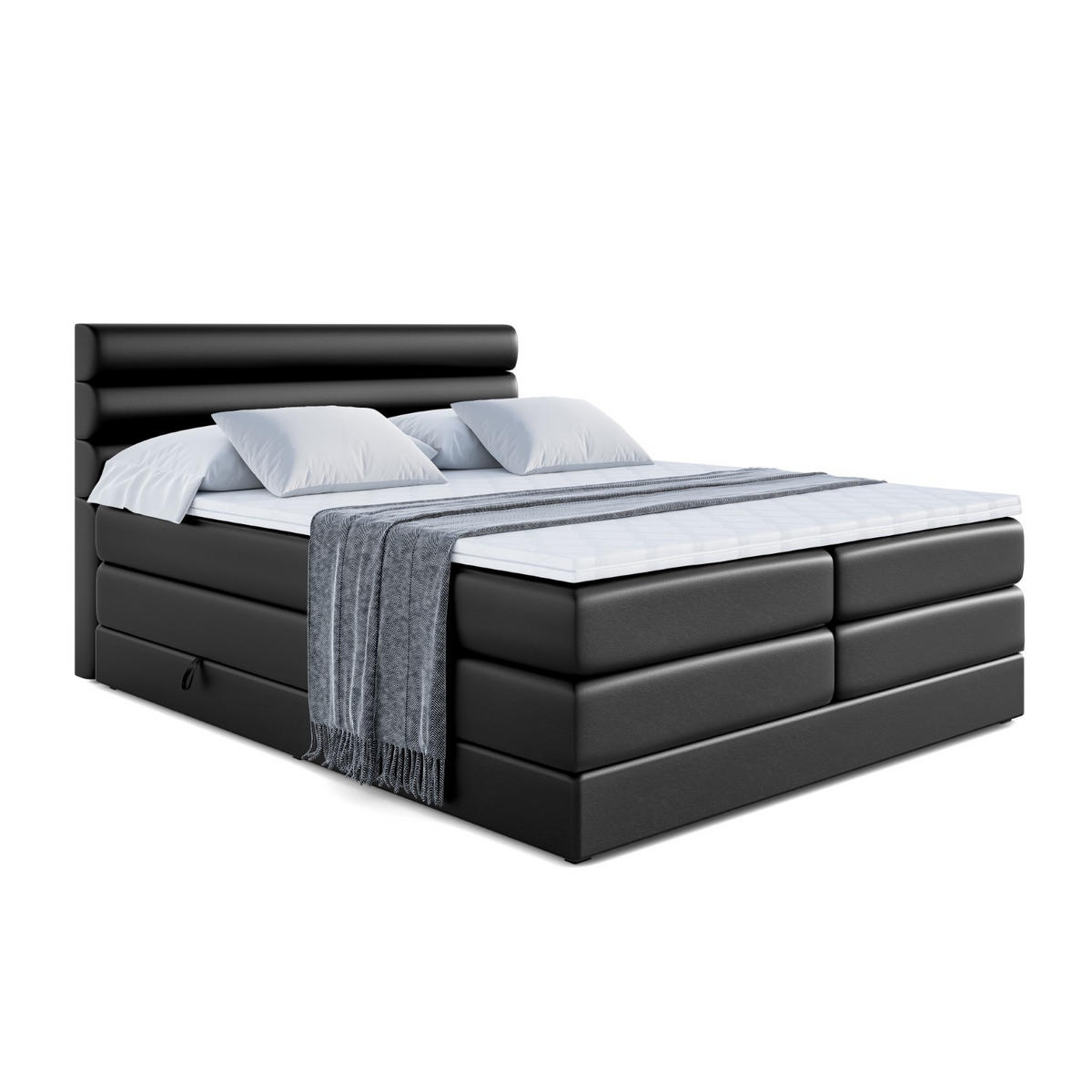 BOXSPRINGBETT CELESTIA KING - 120x200 - H3/H4 - Schwarz Hochglanz - Schwarz Hochglanz, Holzwerkstoff (120/200cm) - ALTDECOR