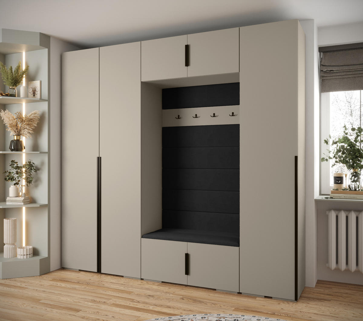 GARDEROBEN-SET 236,7/250/47 - Kaschmir/Schwarz, Holz/Metall (250/236.7/47cm) - Abiks Möbel