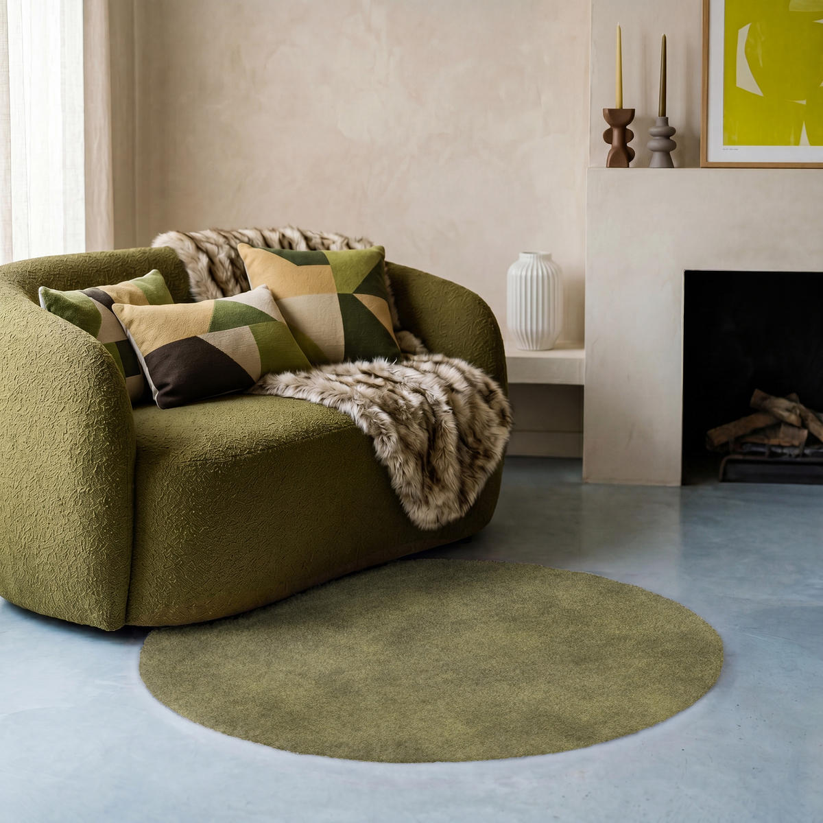 KOBERCE - Textúra - abstraktná - zelená - 90x90 cm - olivovozelená, textil/plast (90/90cm) - OnlyWow