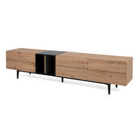 TV-LOWBOARD Eiche Artisan, schwarz 195 cm, TV-Unterteil mit viel Stauraum - Schwarz/Eiche Artisan, Holzwerkstoff (195/48/37cm) - Furn.Design