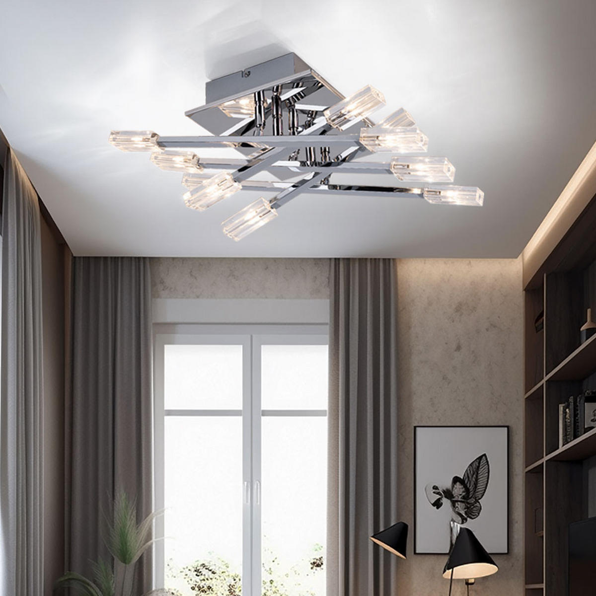 LED DECKENLEUCHTE TRIBAL Glas Silber - Silberfarben, Glas (51.5/28/11cm) - Globo Lighting