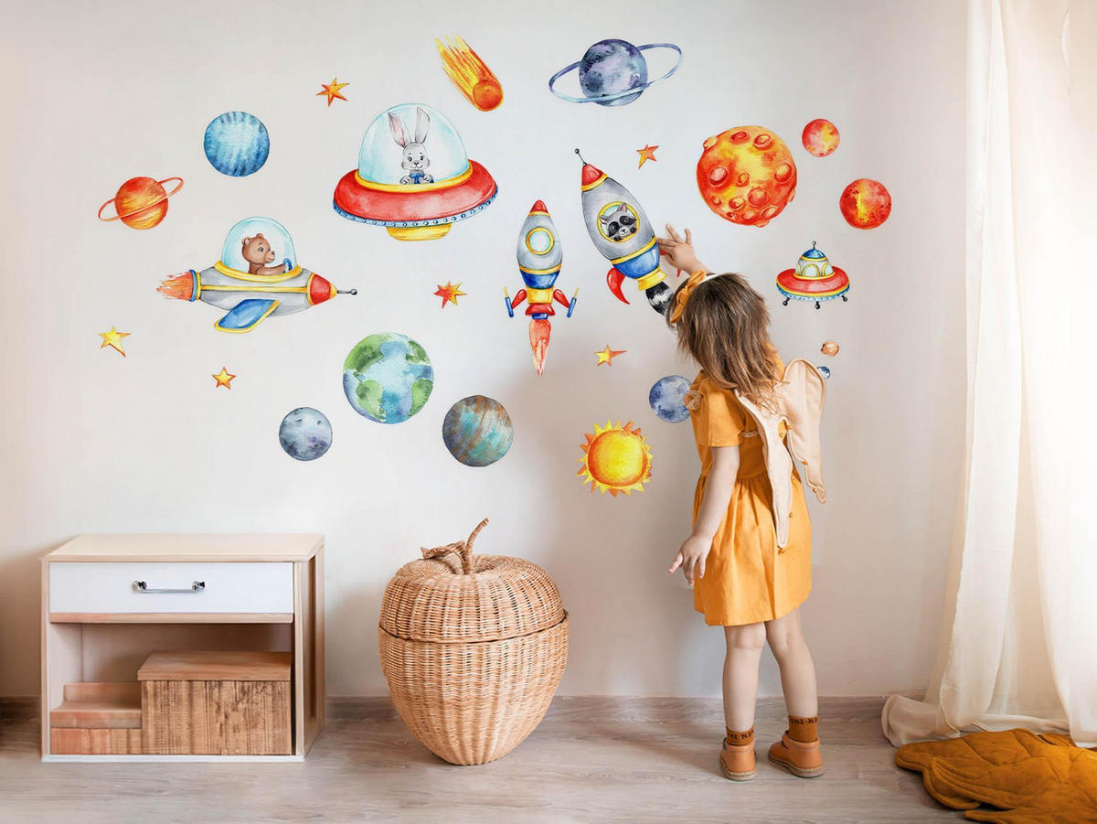 WANDAUFKLEBER 60x105cm - Farbenfroher Raum - Multicolor, Kunststoff (60/105/0.1cm) - Wallfluent