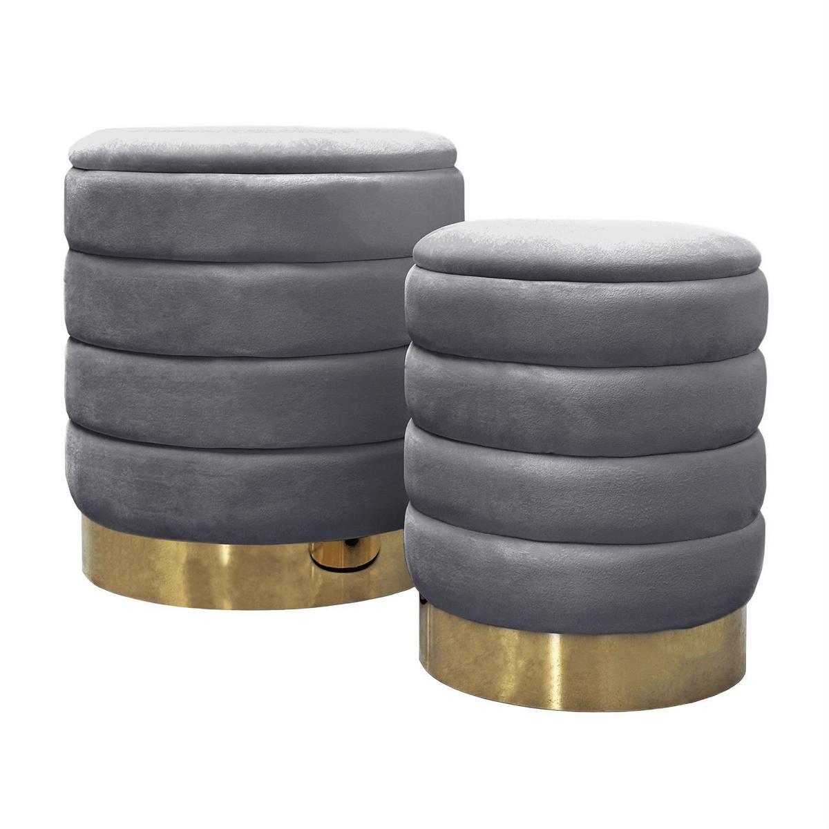 Pouf-Set MIRELLE gepolstert grau - Grau, Textil (40/45/40cm) - Lookway