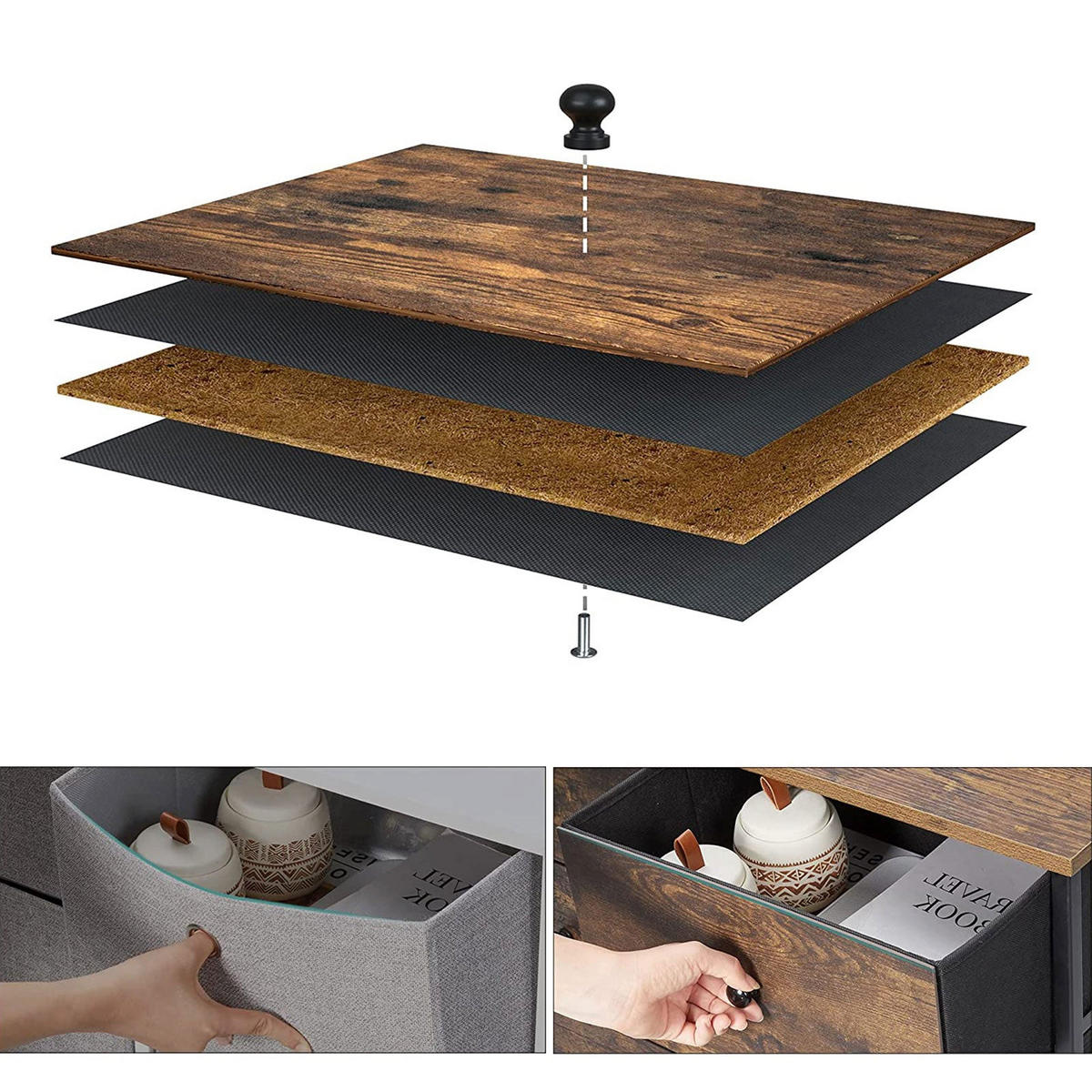 KOMMODE - Braun, Holzwerkstoff (30/90/56cm) - Hansiro