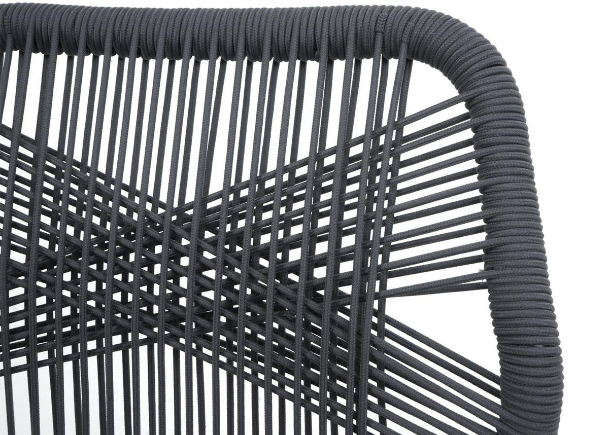 GARTENSTUHL 2er-Set HxBxT 101x45x50cm Sitzhöhe 76cm Anthrazit Kissen Dunkelgrau Seilgeflecht Metall Holz-Optik - Anthrazit, Metall (45/101/50cm) - PROREGAL