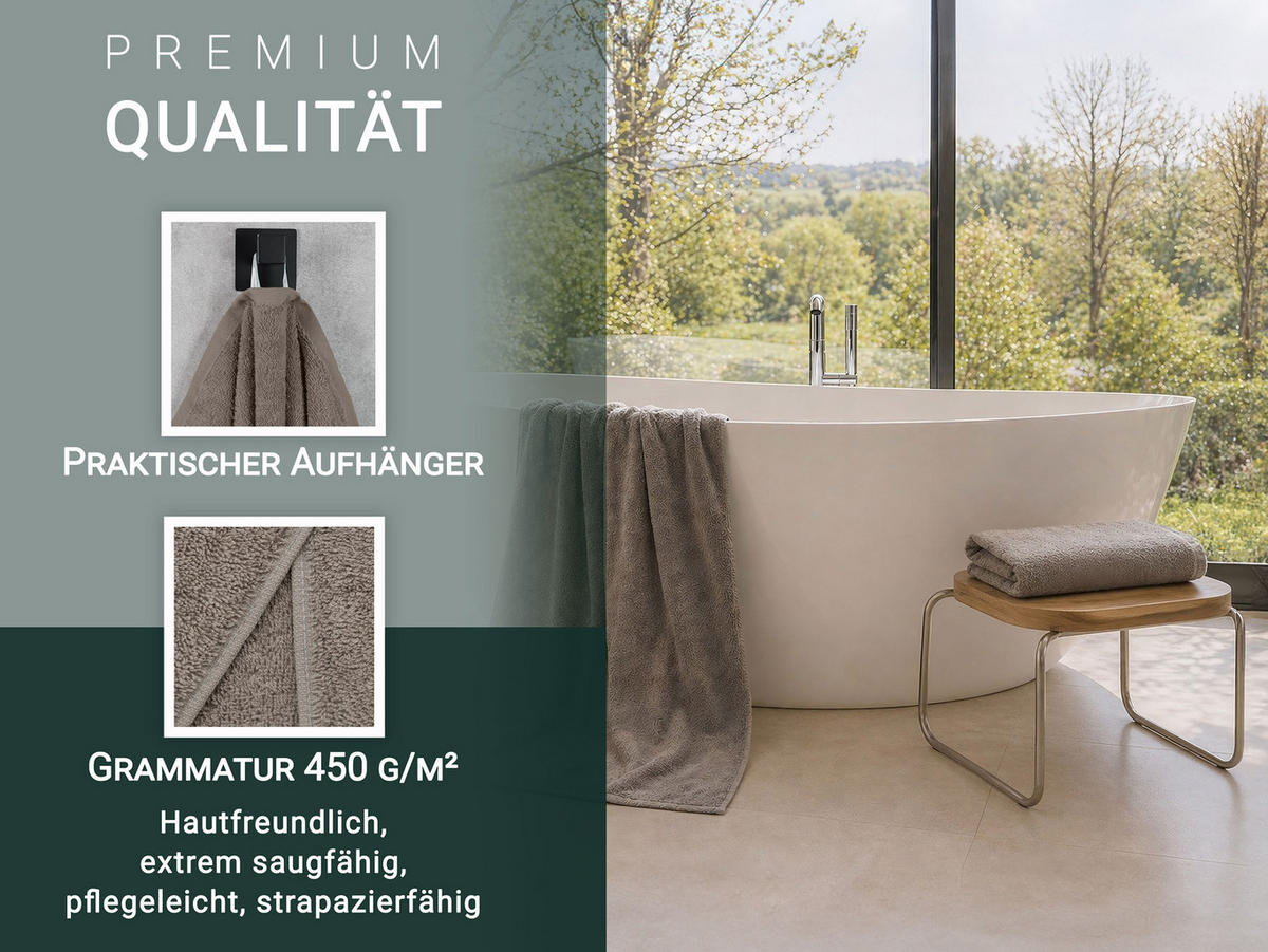 DUSCHTÜCHER, 5er-Set, 70x140 cm, 100% Baumwolle, Grau - Taupe, Textil (70/140cm) - Zollner