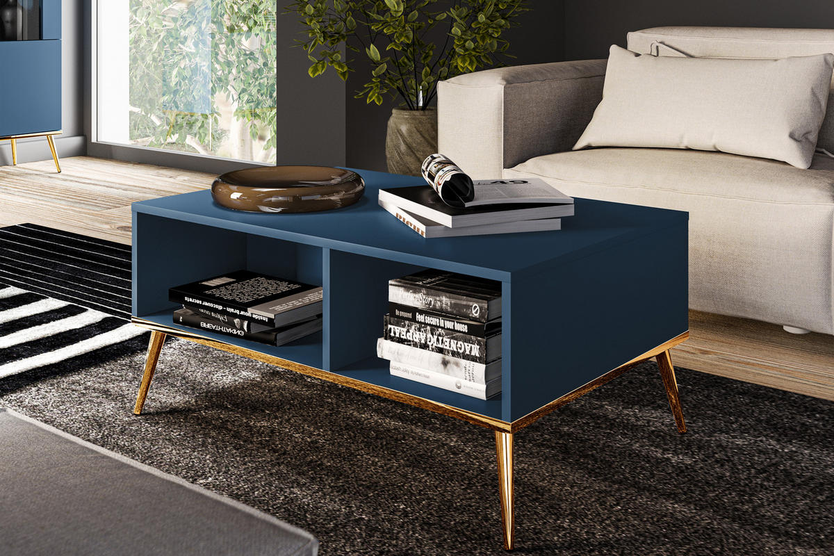 COUCHTISCH ARICIA mit Stauraum, Marineblau - Blau, Holz (60/90/42cm) - KONSIMO®