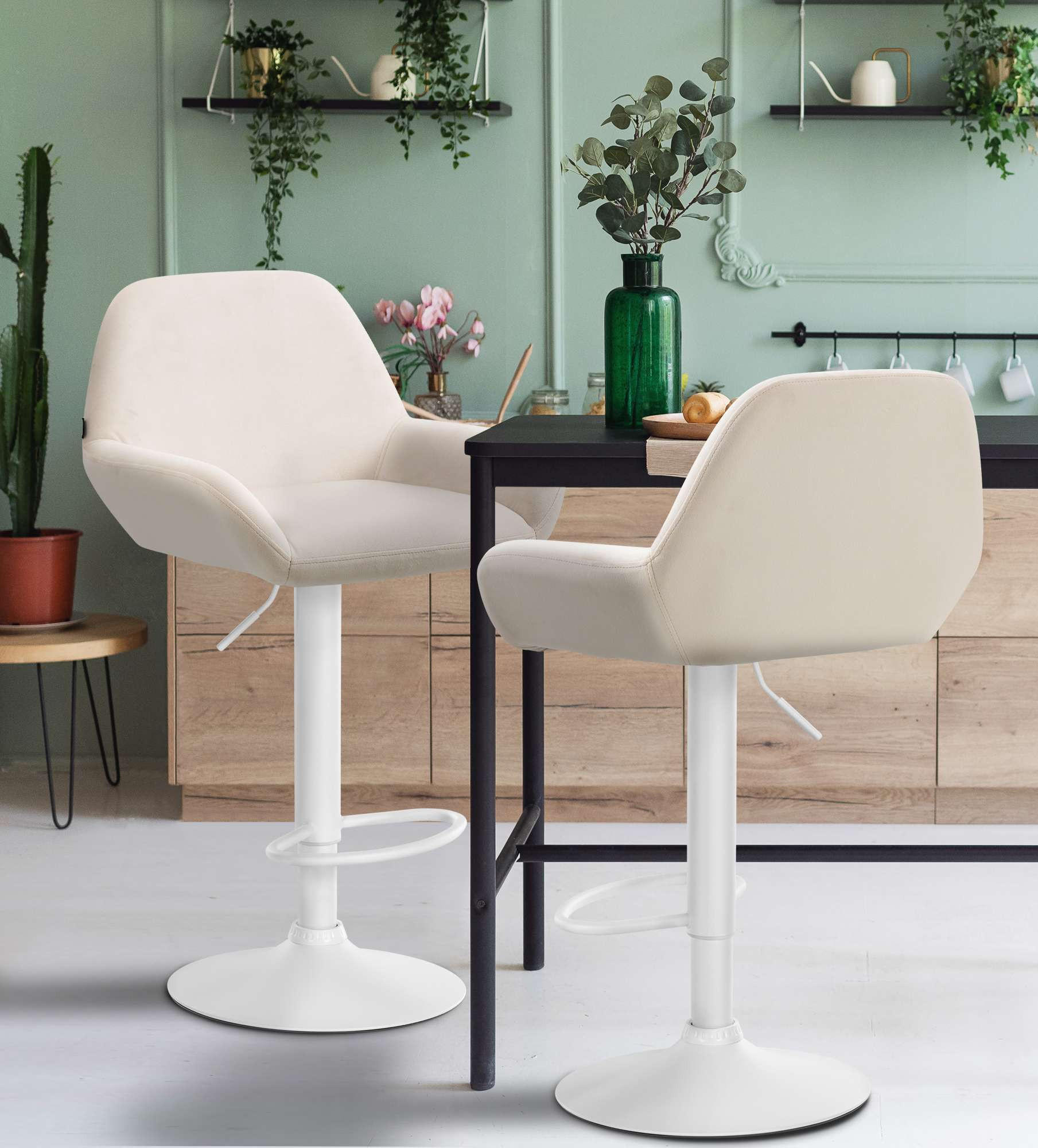 BARHOCKER Samt creme - Creme/Weiß, Textil/Metall (51/89/52cm) - CLP