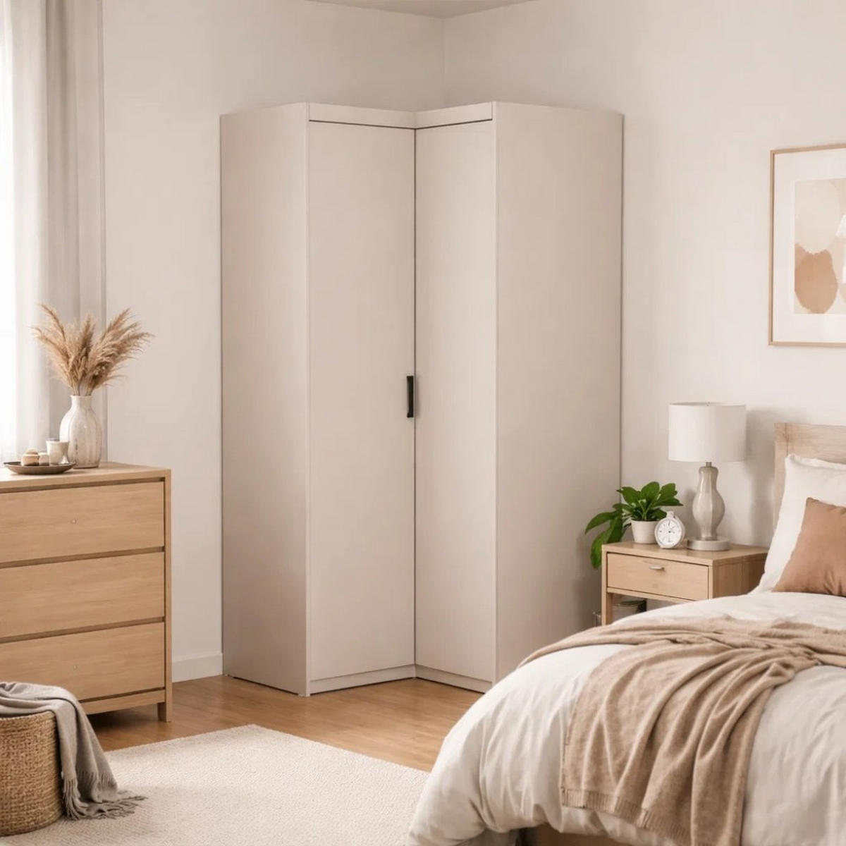 ECKSCHRANK Elena mit 2 Türen, 95x95 cm, Sandbeige - Sandfarben, Holzwerkstoff (95/190.5/95cm) - Beautysofa