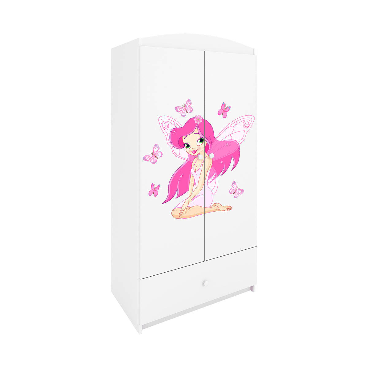 SCHRANK 2 Türen Weiß - Pink/Weiß, Holzwerkstoff (90/187/57cm) - Petits-meubles