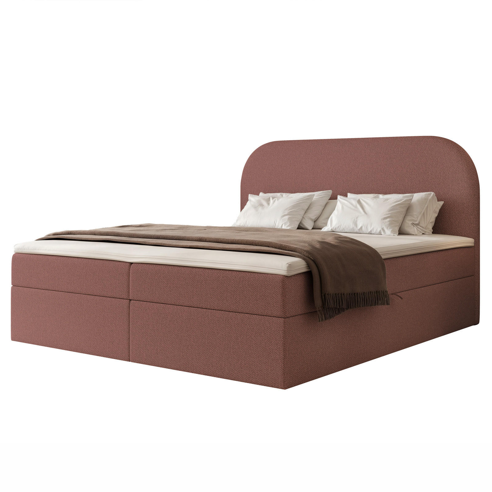 BOXBETT FUZZI 180x200 cm Ziegelrot (Stoff Lumi) - mit 2 Bettkästen, Bonellmatratze und weichem Kopfteil - Terracotta, Holzwerkstoff/Textil (180/200cm) - Ravio