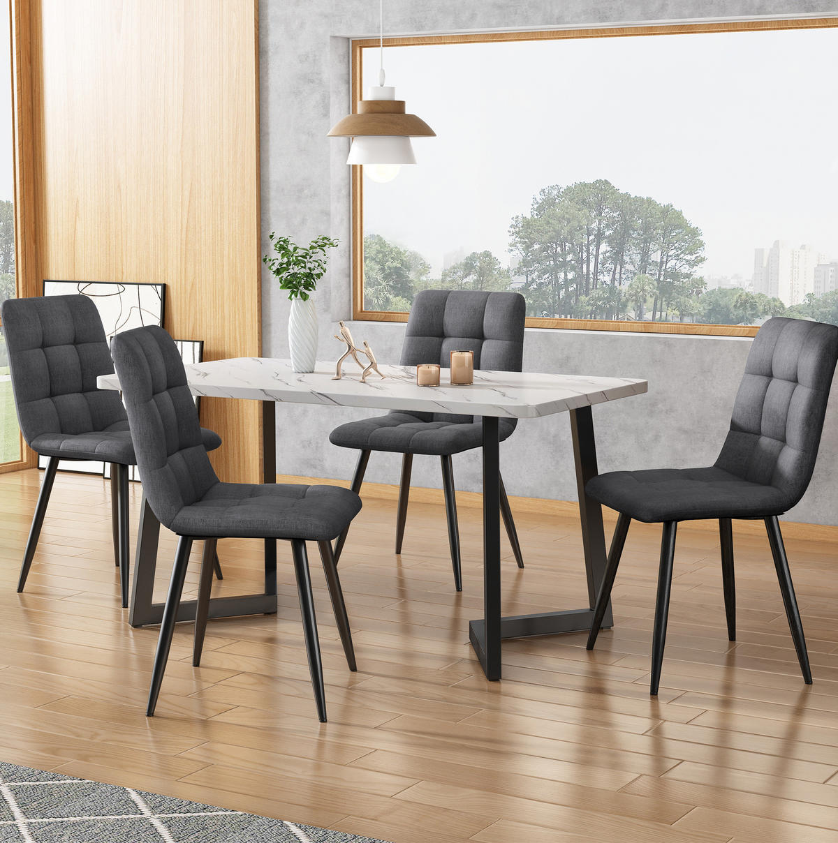 ESSZIMMERSTUHL 4er-Set ergonomisch 44 x 41 x 86 cm Leinen Gray - Grau, Metall (44/86/46cm) - Meubliv