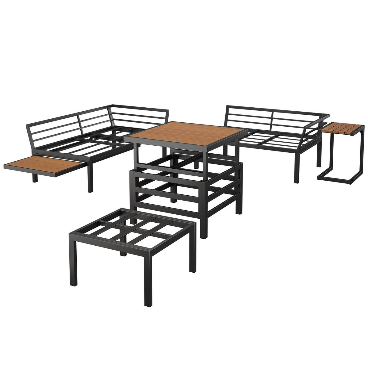 GARTENMÖBEL-SET Outdoor 5-tlg. Grau - Grau, Metall - ComfortXL