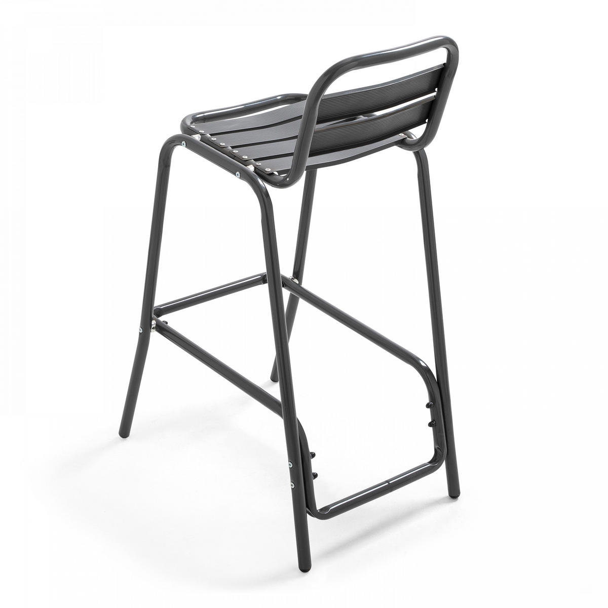 OUTDOOR-BARHOCKER, Grau - Grau, Metall (62/95/45cm) - Oviala
