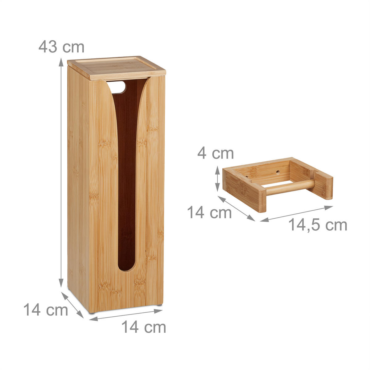 2-TLG.TOILETTENPAPIERHALTER-SET - Hellbraun, Holz (14/43/14cm) - Relaxdays