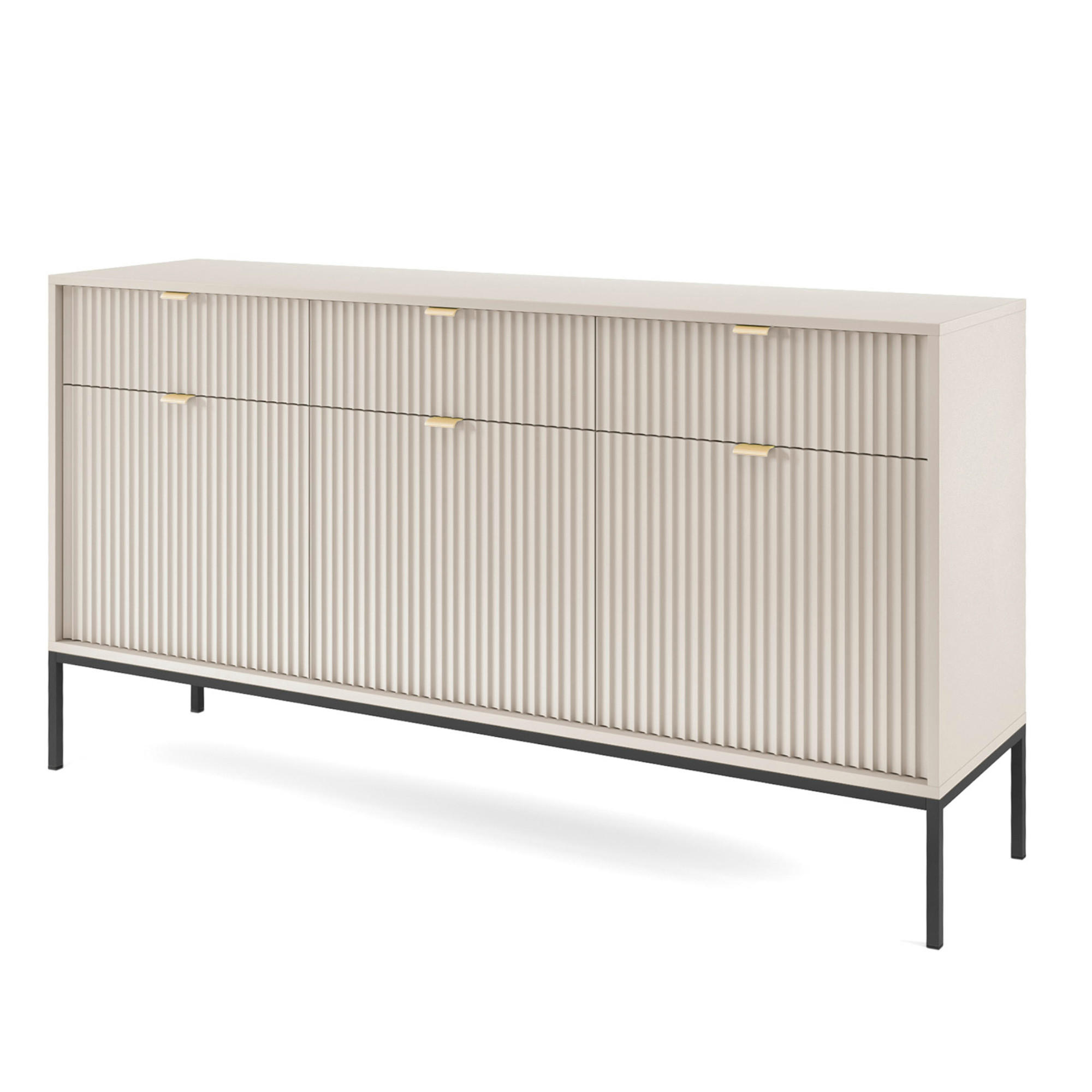 SIDEBOARD NANAIMO KOM3-3D3S Profilierte Fronten, Kaschmir - Kaschmir, Holzwerkstoff/Kunststoff (154/83/39cm) - Komodee