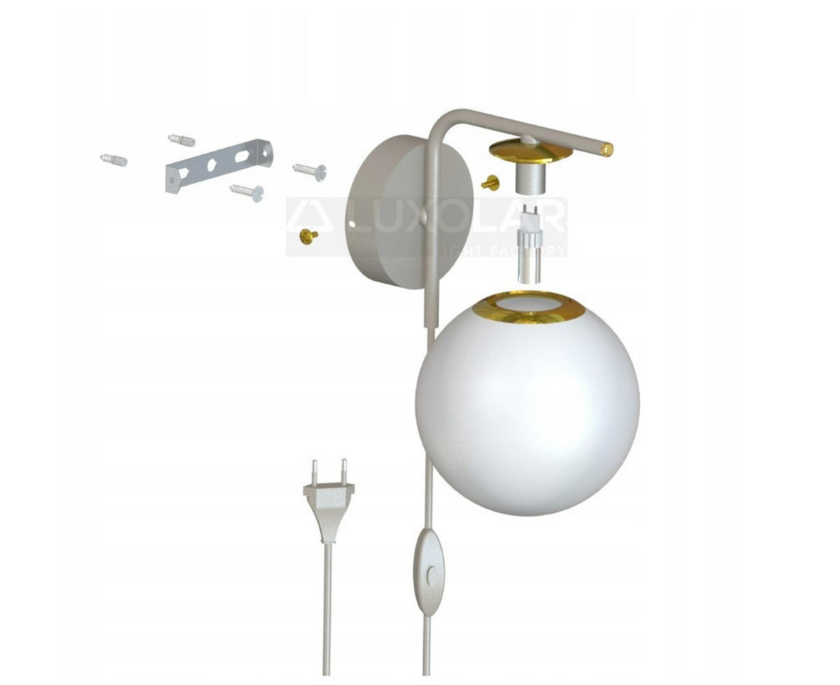 WANDLEUCHTE ECRU II - Beige/Goldfarben, Glas/Metall (20/16/14cm) - kiki design