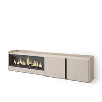 LOWBOARD, Beige, 212/35/50cm, Kamin mit Feuereffekt XXL - Beige, Holzwerkstoff (212/50/35cm) - Skraut Home