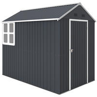 GARTENSCHUPPEN DE-08100 Doppeltür mit Fenster, 259x172x222 cm Grau - Dunkelgrau, Metall (172/222/259cm) - ComfortXL