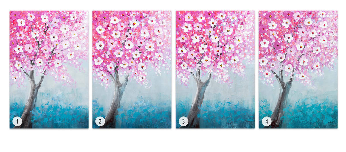 ACRYLBILD HANDGEMALT 60/90 cm - Blau/Pink, Holz/Textil (60/90cm) - KUNSTLOFT