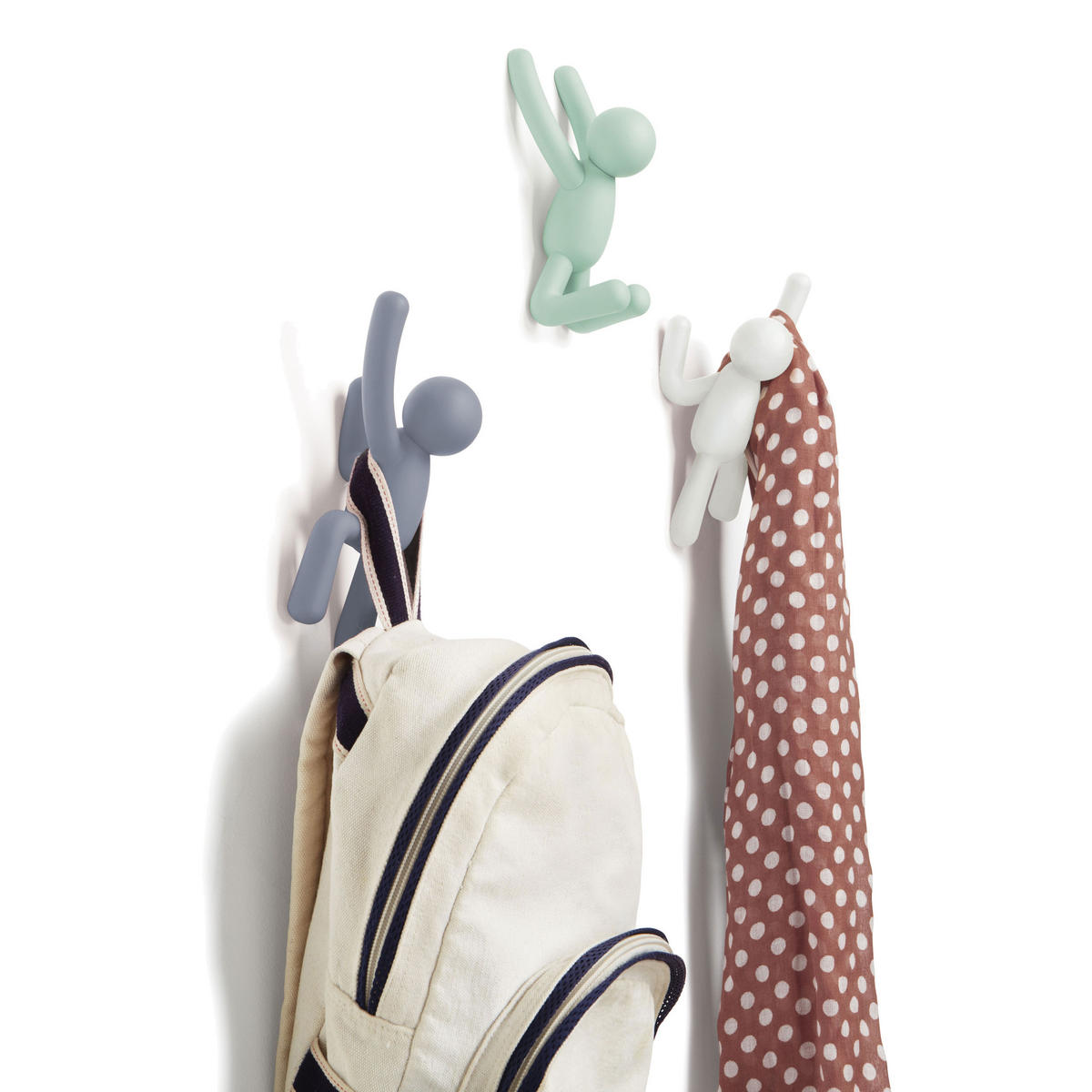 KLEIDERHAKEN Buddy, 3er Set, Pastell - Multicolor, Kunststoff (18.11/7.95/19.38cm) - Umbra