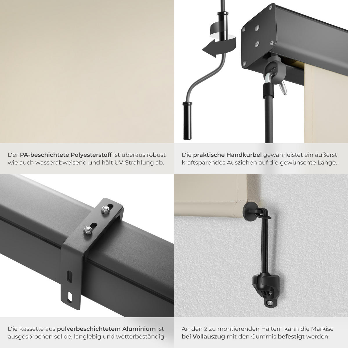 SENKRECHTMARKISE Eloise,inkl. Wandhaltern,beige - Beige, Kunststoff (160/250cm) - tectake