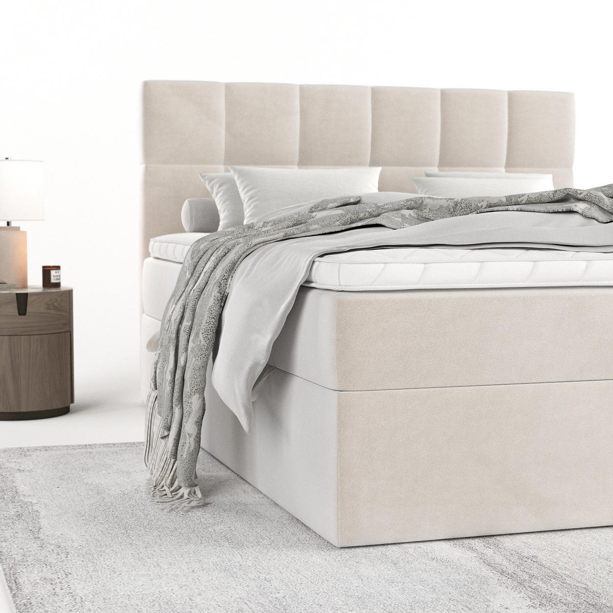 POSTEL BOXSPRING VARENO 160/200 Krémová - černá/krémová, kov/dřevo (160/200cm) - AltaBeds