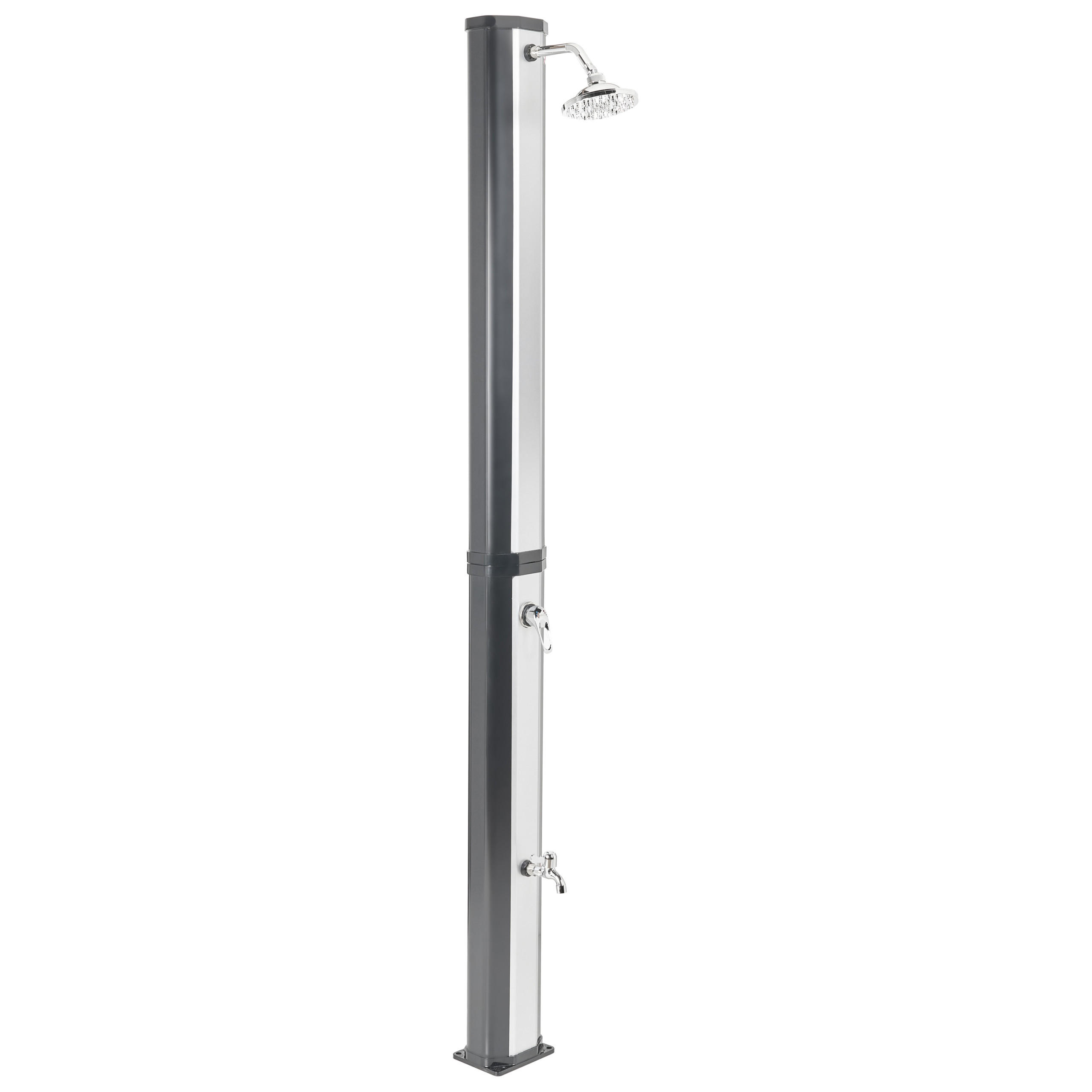 FREISTEHENDE solarbetriebene Gartendusche Silber Topocalma - Silberfarben/Schwarz, Kunststoff (18/217/15cm) - Beliani
