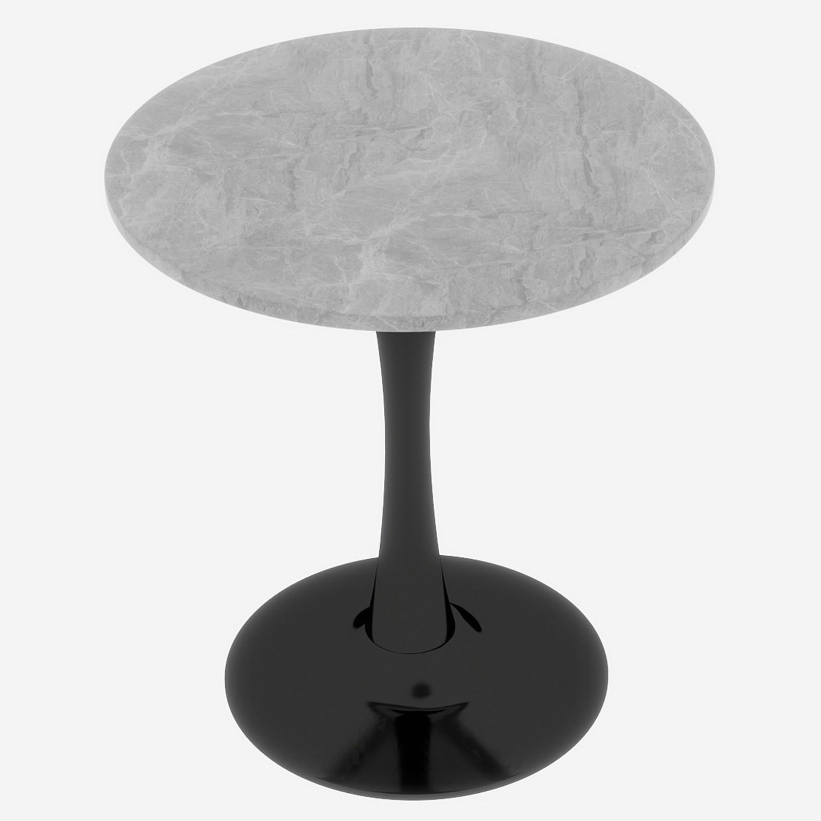 COUCHTISCH Runder Tisch 70cm-Marmoroptik Hellgrau-Mid Century Couchtisch Schwarz - Schwarz, Metall (70/70/72cm) - Raelunyi