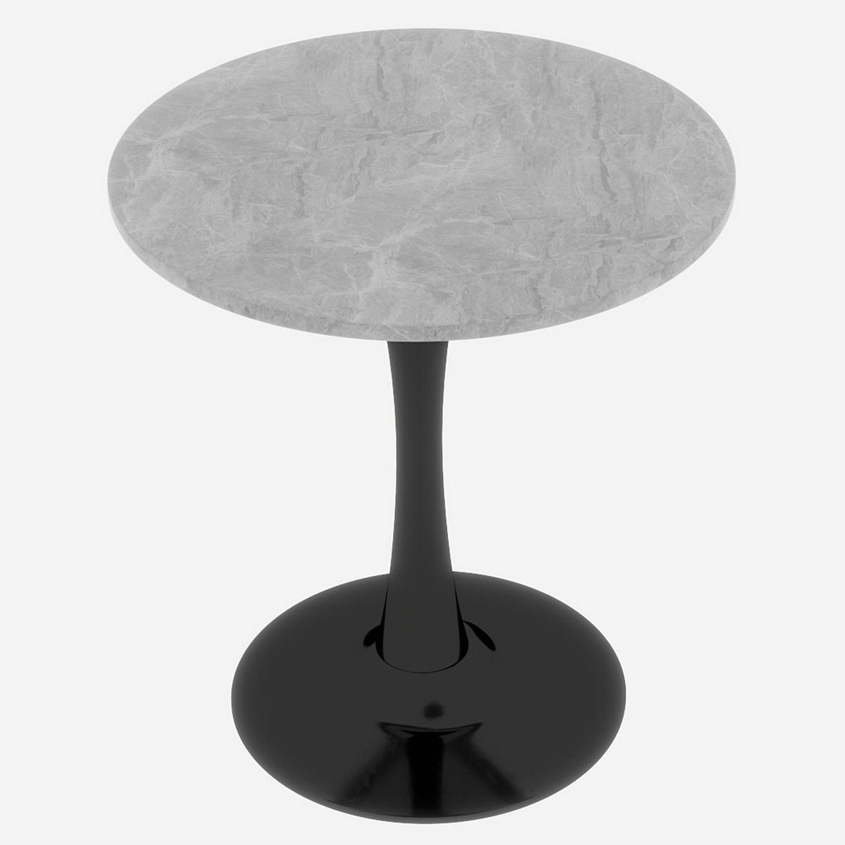 COUCHTISCH 70/70/72 cm Schwarz Grau mit runder Kunstmarmor-Platte im minimalistischen Design - Grau, Stein (70/70/72cm) - OKWISH