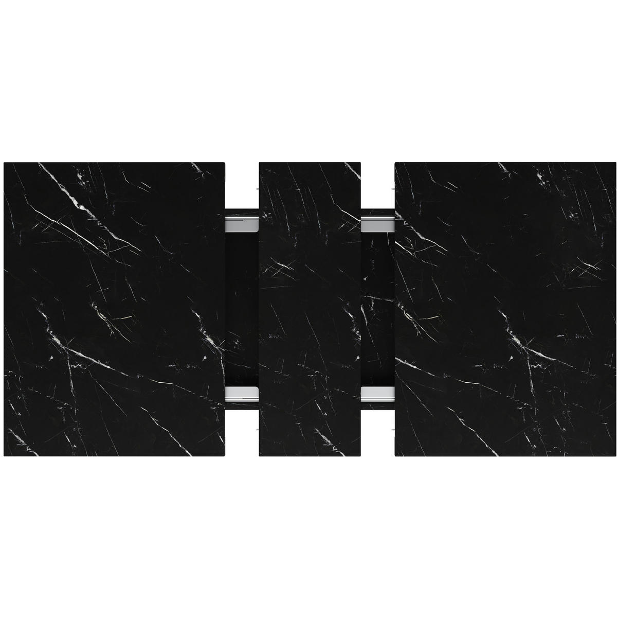 ESSTISCH 110/80/76 cm Schwarz ausziehbar mit Marmoroptik Tischplatte aus MDF - Schwarz, Holzwerkstoff (110/80/76cm) - OKWISH