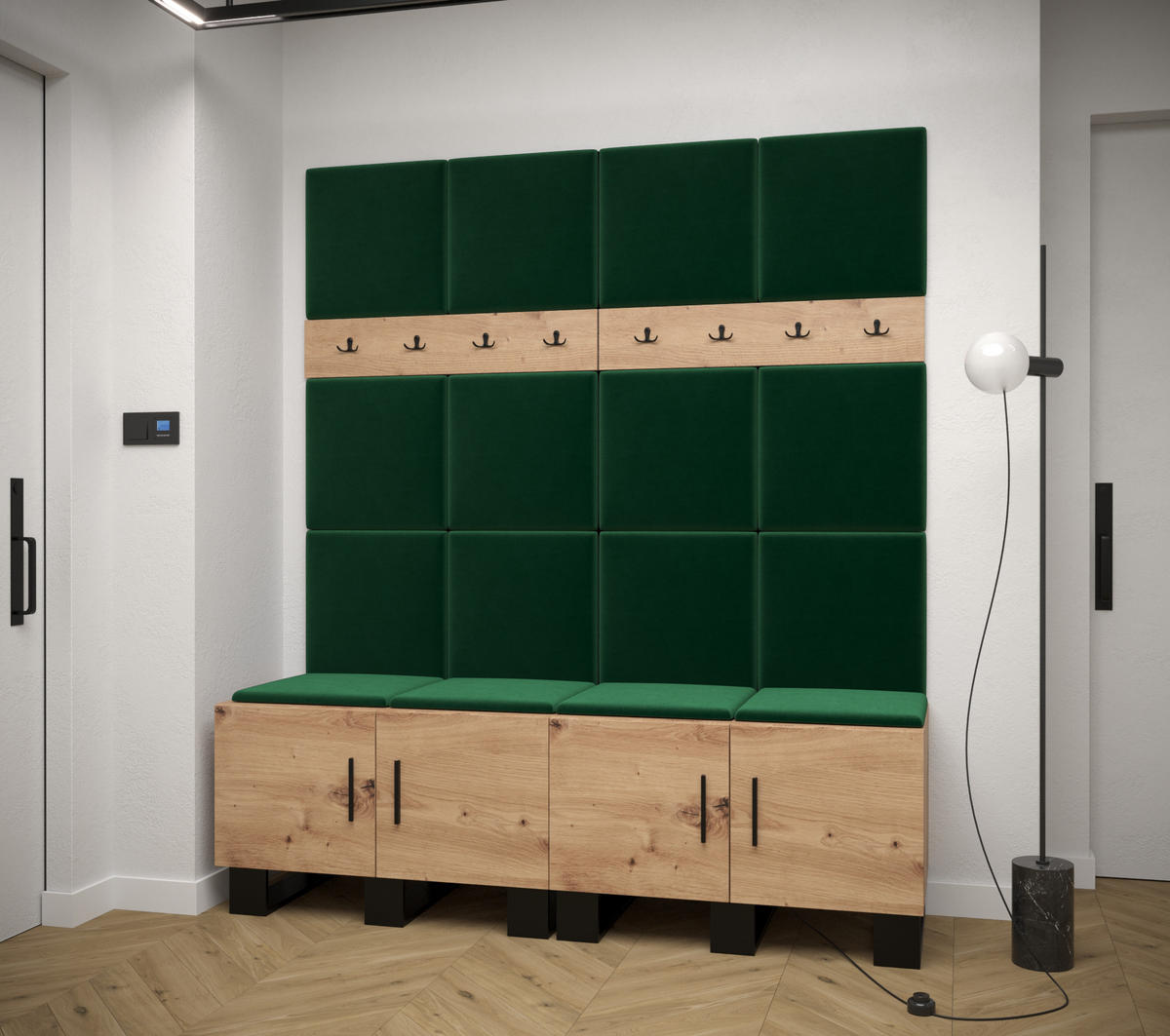 GARDEROBEN-SET 196/168/45,6 - Waldgrün/Schwarz, Holz/Kunststoff (168/196/45.6cm) - Abiks Möbel
