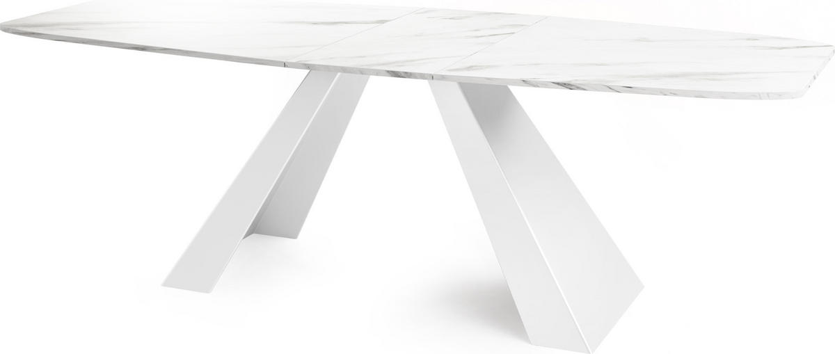 ESSTISCH Monte Weiß rechteckig ausziehbar, Marmor Weiß 160-200/80/76 cm - Ecru/Weiß, Holzwerkstoff/Metall (160/80/76cm) - WFL GROUP