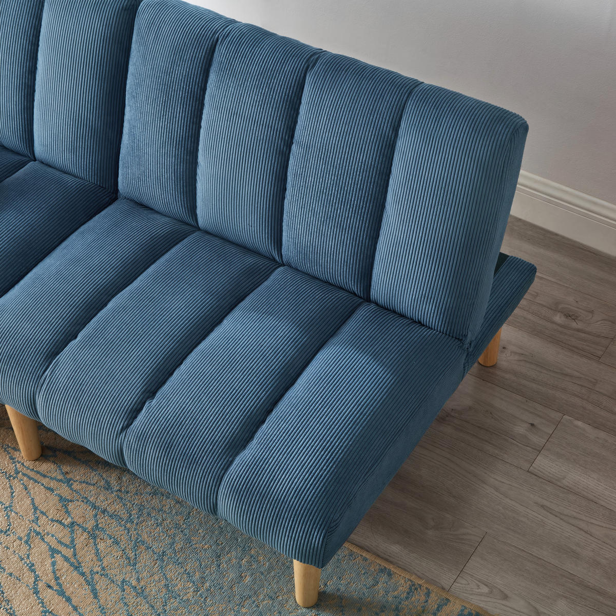 2-SITZER SCHLAFSOFA Cord Blau mit 3-fach verstellbarer Rückenlehne - Blau, Holzwerkstoff/Textil (167/72/82cm) - WISHDOR