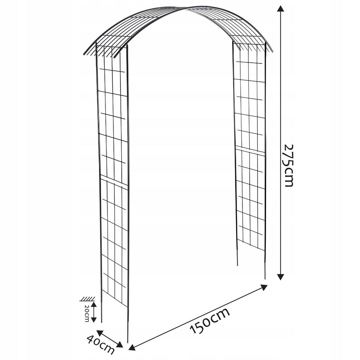 GARTENPERGOLA für Blumen, 275 cm, Schwarz - Schwarz, Metall (150/275cm) - KADAX