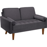 SOFA Skagen, 135 x 76 x 85 cm, Samtoptik grau - Braun/Grau, Kunststoff/Textil (135/85/76cm) - tectake