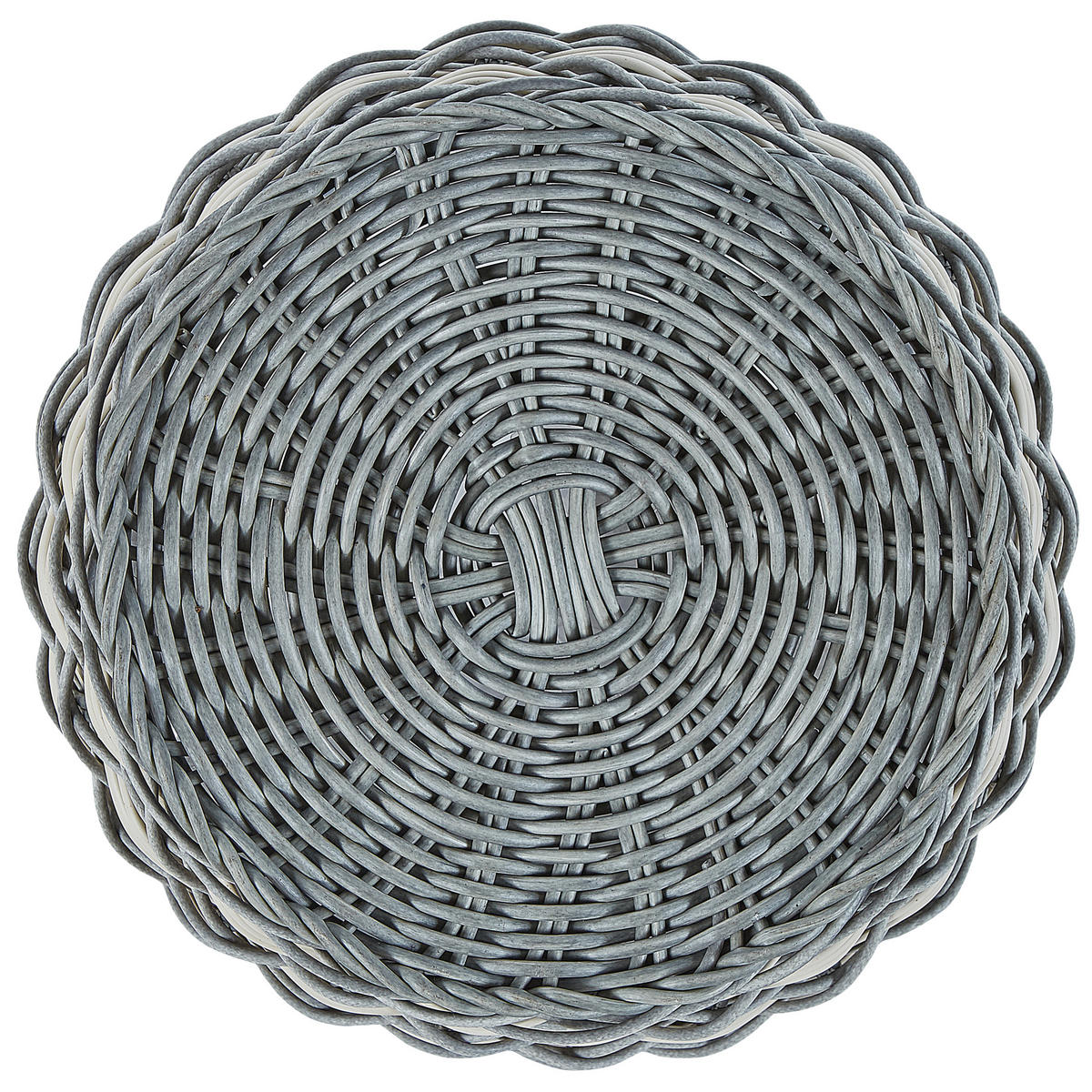 BLUMENKORB 3er-Set Rattan grau/weiß rund 49-37/39-30/31-24 cm Gefira - Weiß/Grau, Kunststoff (50cm) - Beliani