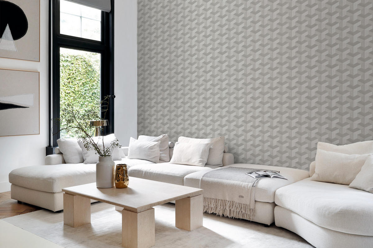 TAPETE 3D-Muster 50 x 900 cm - Grau, Papier (50/900cm) - Origin Wallcoverings
