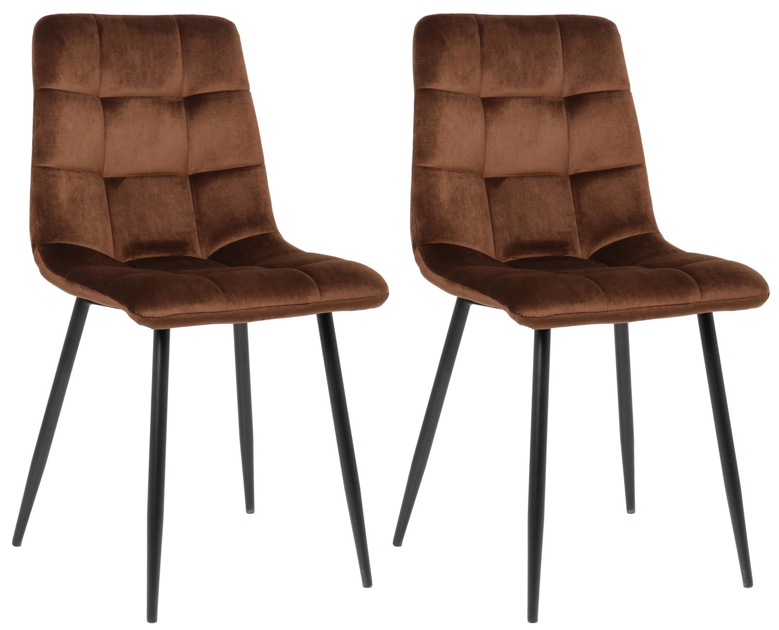 ESSZIMMERSTUHL Till, 2er Set, Samt, Gestell Metall matt Schwarz Braun - Schwarz/Braun, Textil/Metall (45/88/52cm) - TPFLiving