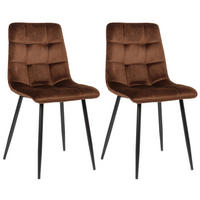 ESSZIMMERSTUHL Till, 2er Set, Samt, Gestell Metall matt Schwarz Braun - Schwarz/Braun, Textil/Metall (45/88/52cm) - TPFLiving