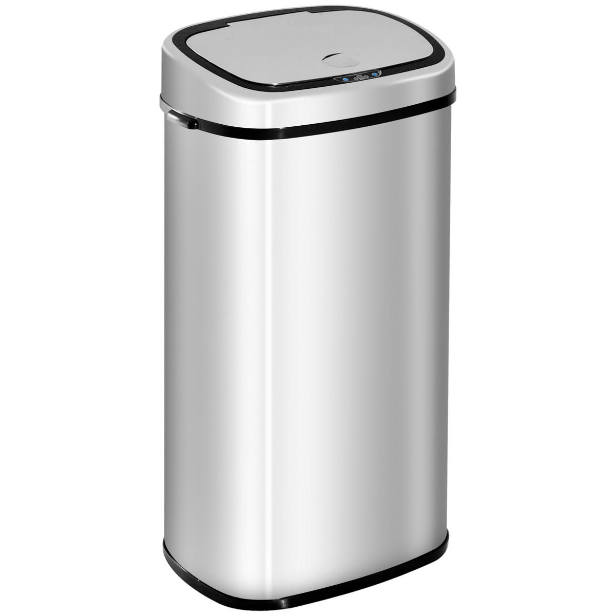 AUTOMATIK Mülleimer Abfalleimer mit Sensor Küche Edelstahl viereckig 68L - Silberfarben, Metall (29.5/78/40.5cm) - HOMCOM