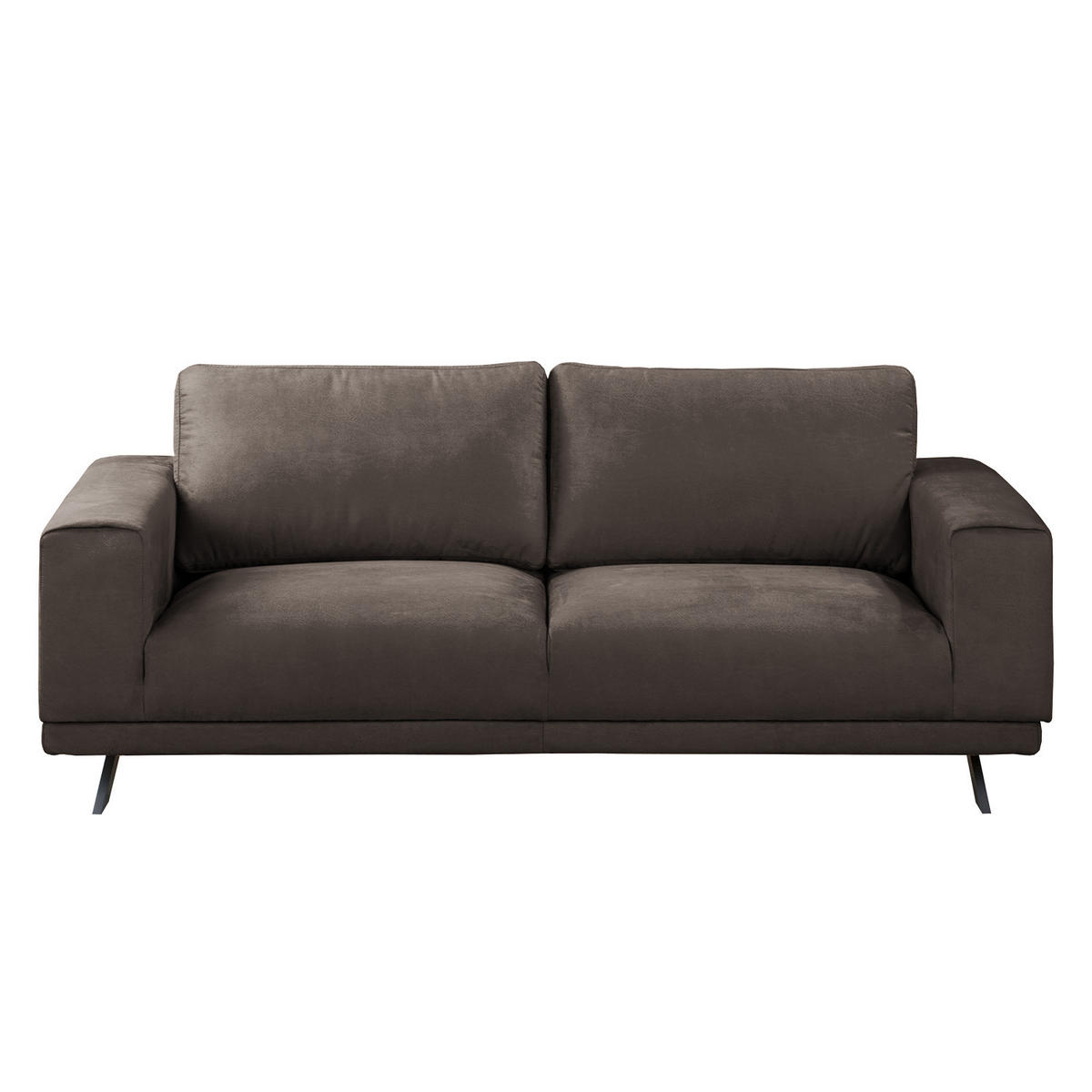 2-SITZER SOFA - Antiklederlook - Graubraun, Textil (196/81/89cm) - home24
