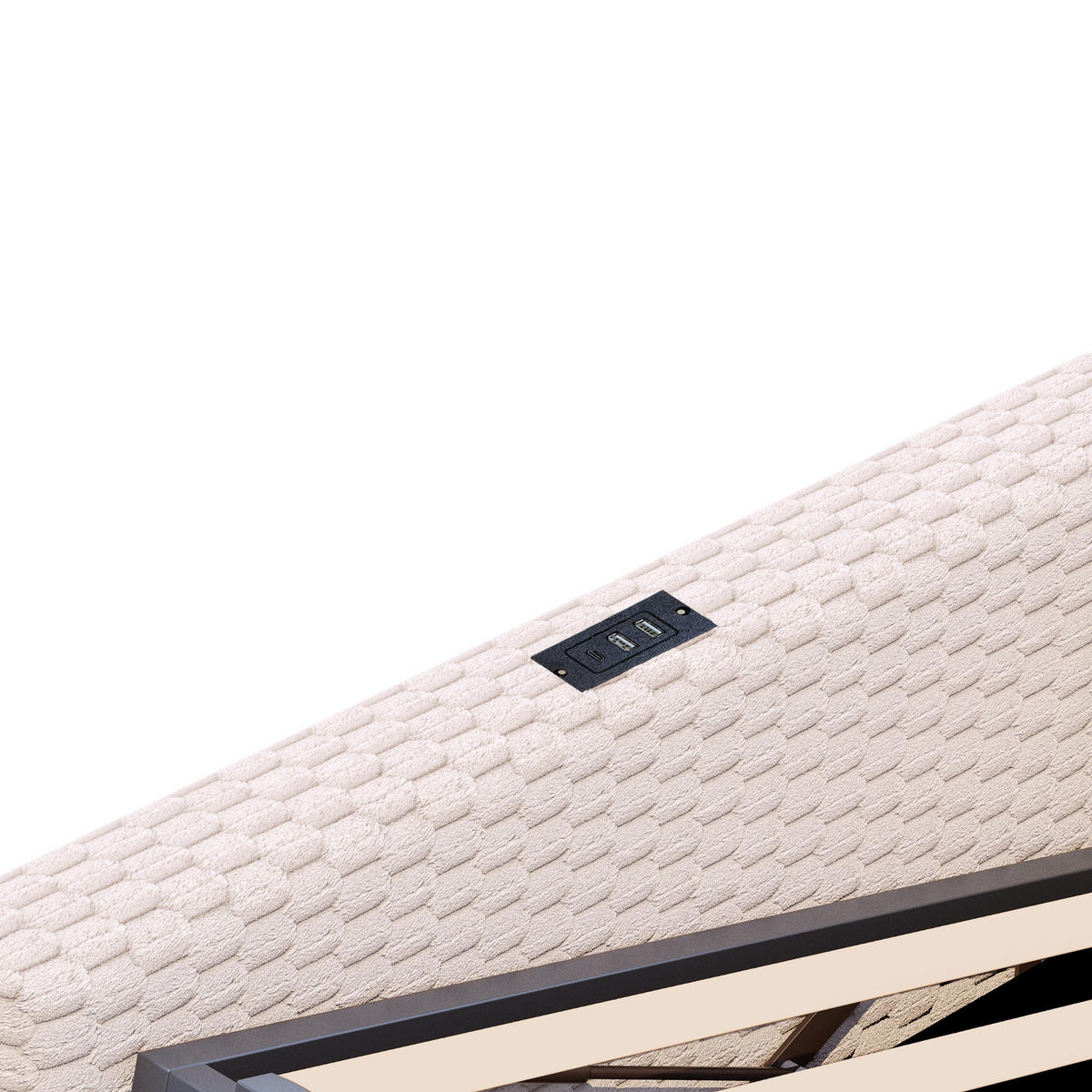 POLSTERBETT 90/200 cm in Beige mit Bettkasten, LED und USB Samt - Beige/Rosa, Holzwerkstoff/Textil (90/200cm) - STILVORA