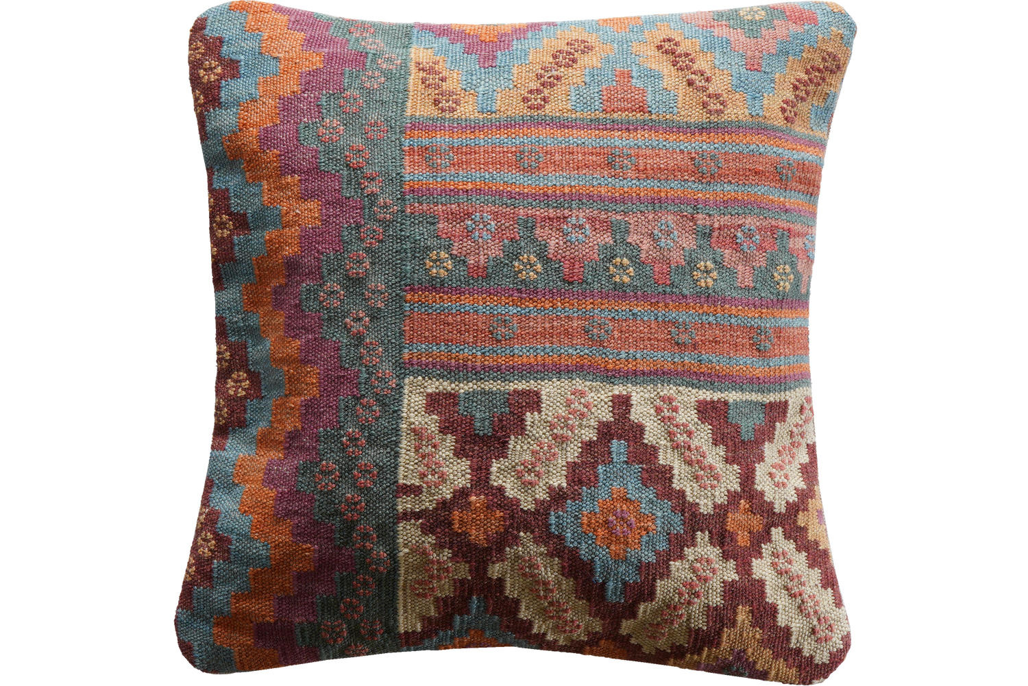 KELIM-KISSEN Mehrfarbig 50/50 cm Schurwolle - Multicolor, Textil (50/50cm) - Looma