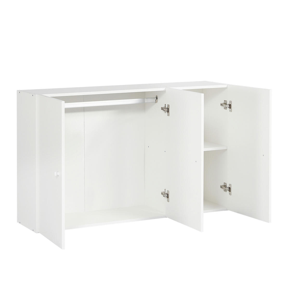 ETAGENBETT 90/200 mit Stauraumtreppe, Kleiderschrank und Fallschutz in Weiß und Grün - Weiß, Holzwerkstoff (90/200cm) - EVRYAE
